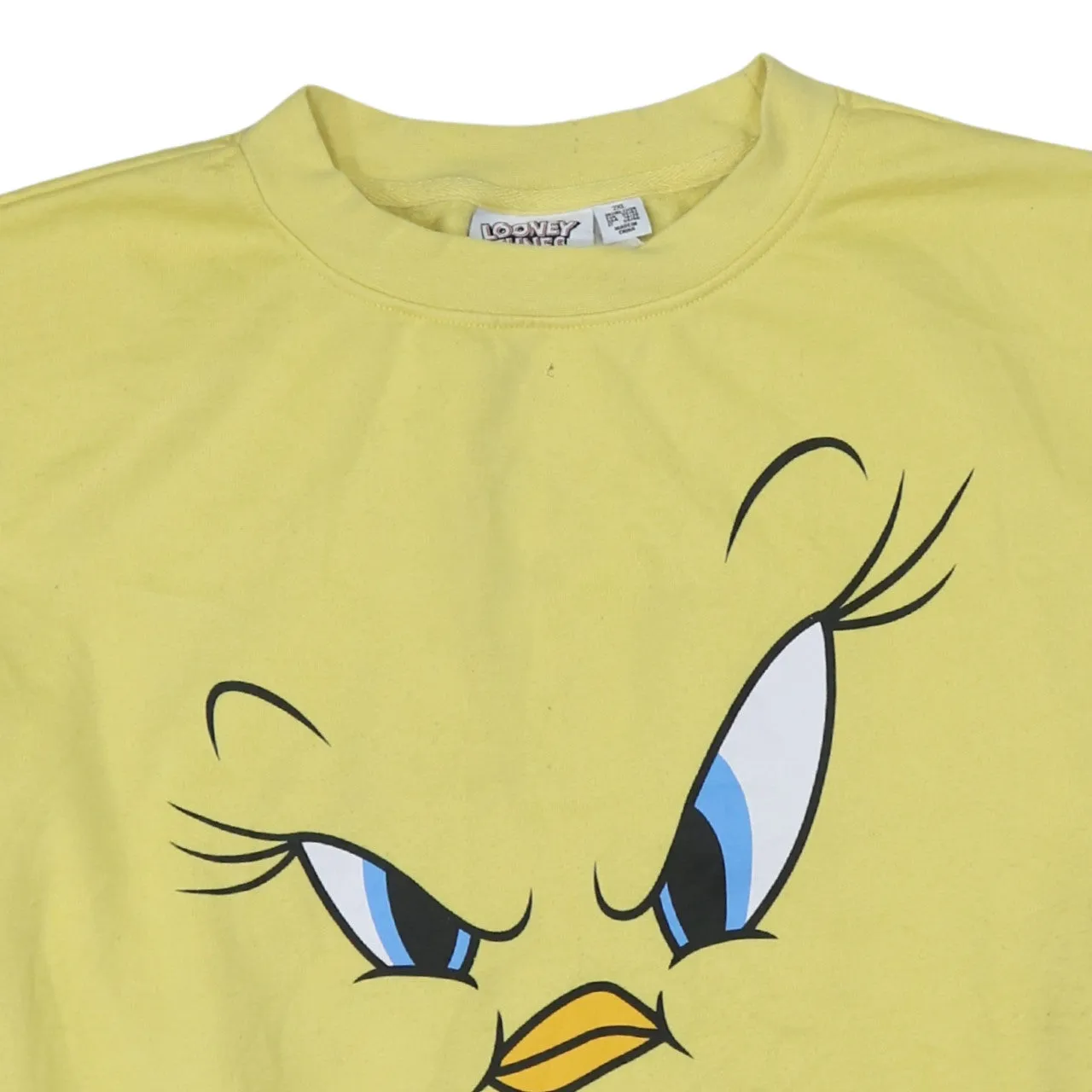 Looney Tunes Pastel Yellow Sweatshirt Women’s 2XL Tweety Printed Face Crewneck Pullover Top sold by Vintage Club product image thumbnail 3