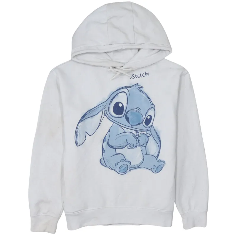 Disney White Hoodie Women’s XSmall Printed Stitch Graphic Primark Cares Pullover Sweatshirt sold by Vintage Club