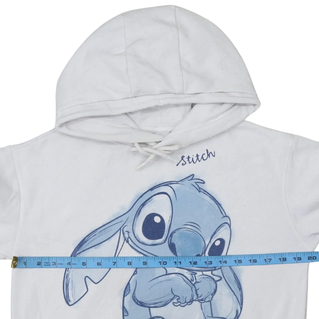 Disney White Hoodie Women’s XSmall Printed Stitch Graphic Primark Cares Pullover Sweatshirt sold by Vintage Club product image thumbnail 5