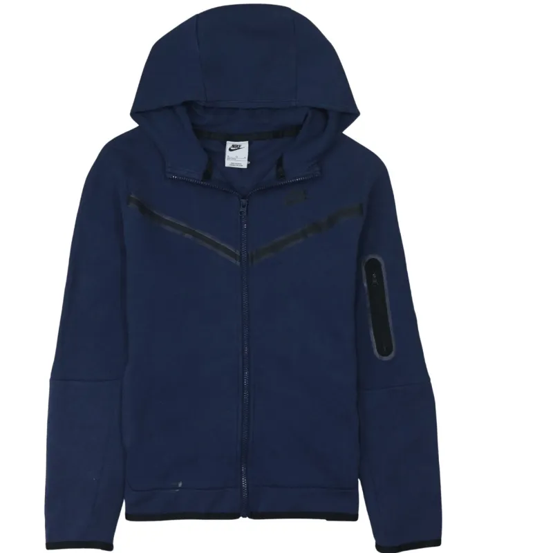 Nike Navy Blue Full Zip Hoodie Women’s XLarge Arm Zip Pocket Chevron Detail Sweatshirt sold by Vintage Club