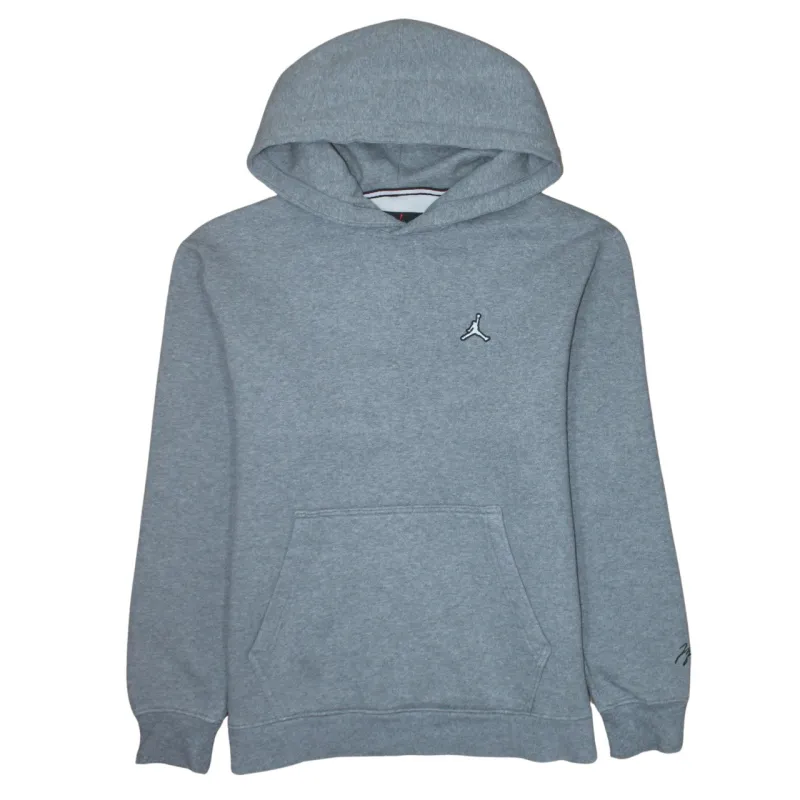 Jordan Grey Hoodie Women’s Medium Embroidered Jumpman Logo Front Pocket Pullover Sweatshirt sold by Vintage Club