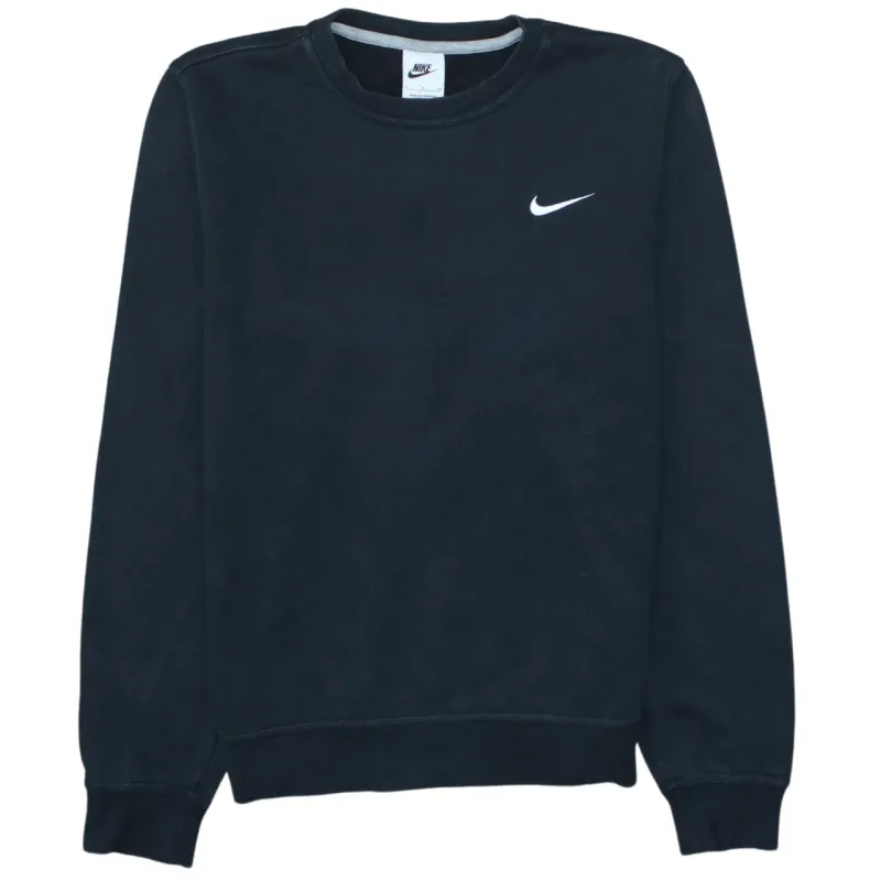 Nike Black Sweatshirt Men's Small Embroidered Swoosh Logo Crewneck Pullover Fleece Top sold by Vintage Club