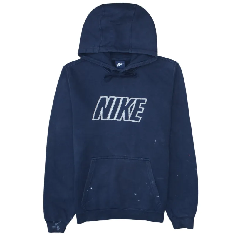 Nike Navy Blue Hoodie Men's Small Embroidered Logo Front Pocket Pullover Sweatshirt sold by Vintage Club