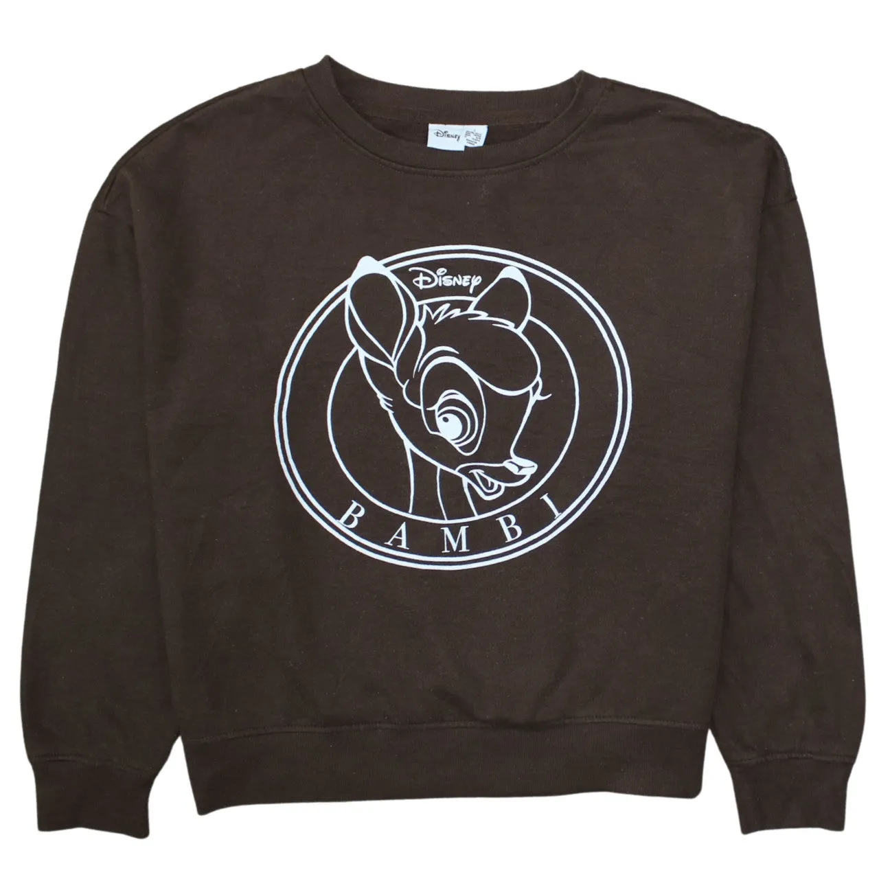 Disney Brown Sweatshirt Women’s Small Printed Bambi Logo Crewneck Pullover Fleece Top sold by Vintage Club
