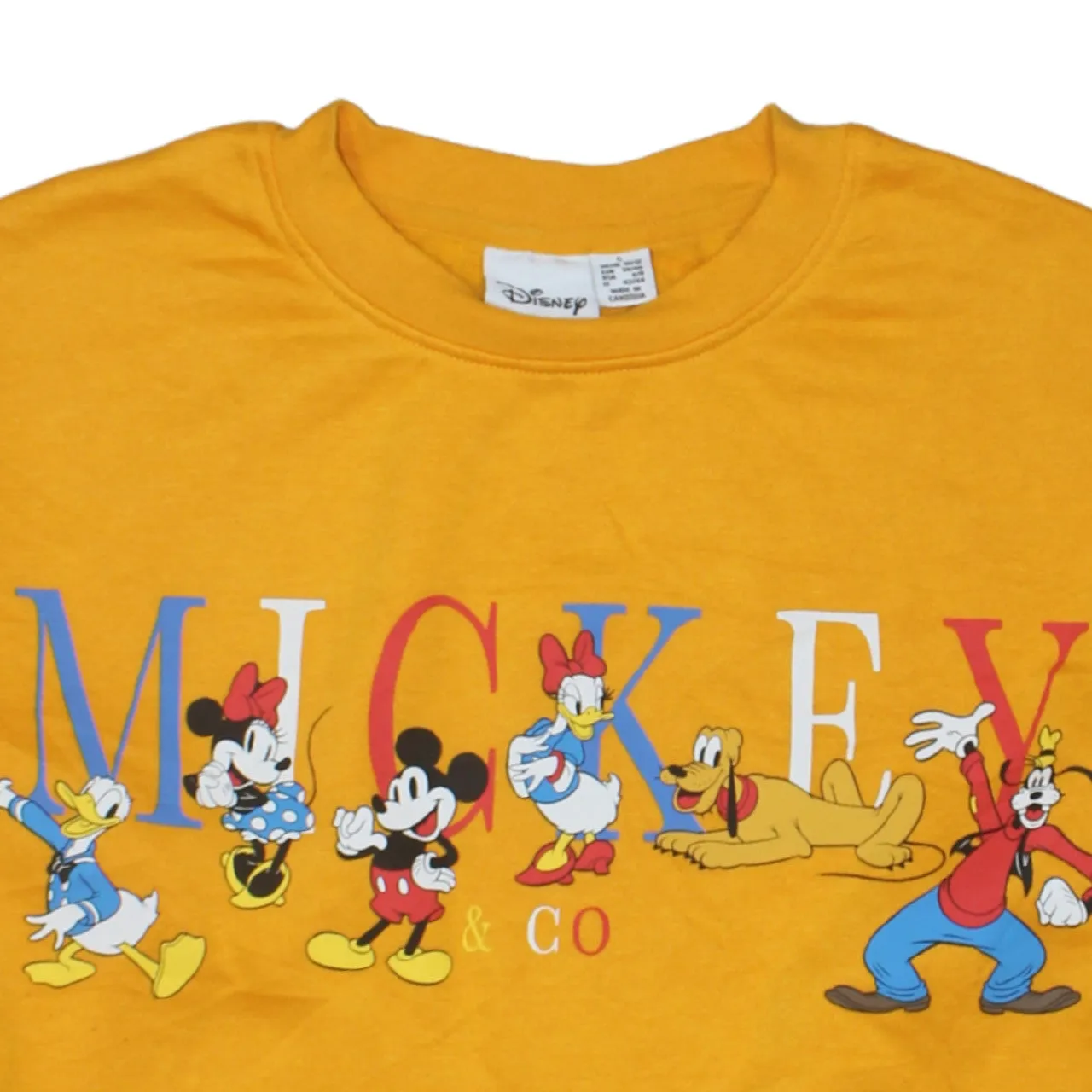 Disney Mustard Yellow Sweatshirt Women’s Small Printed Mickey Co Characters Pullover Jumper sold by Vintage Club product image thumbnail 3
