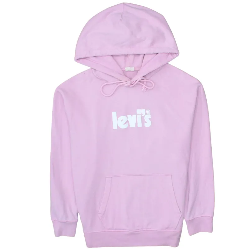 Levi's Light Pink Hoodie Men's Small Printed Logo Front Pocket Pullover Sweatshirt sold by Vintage Club