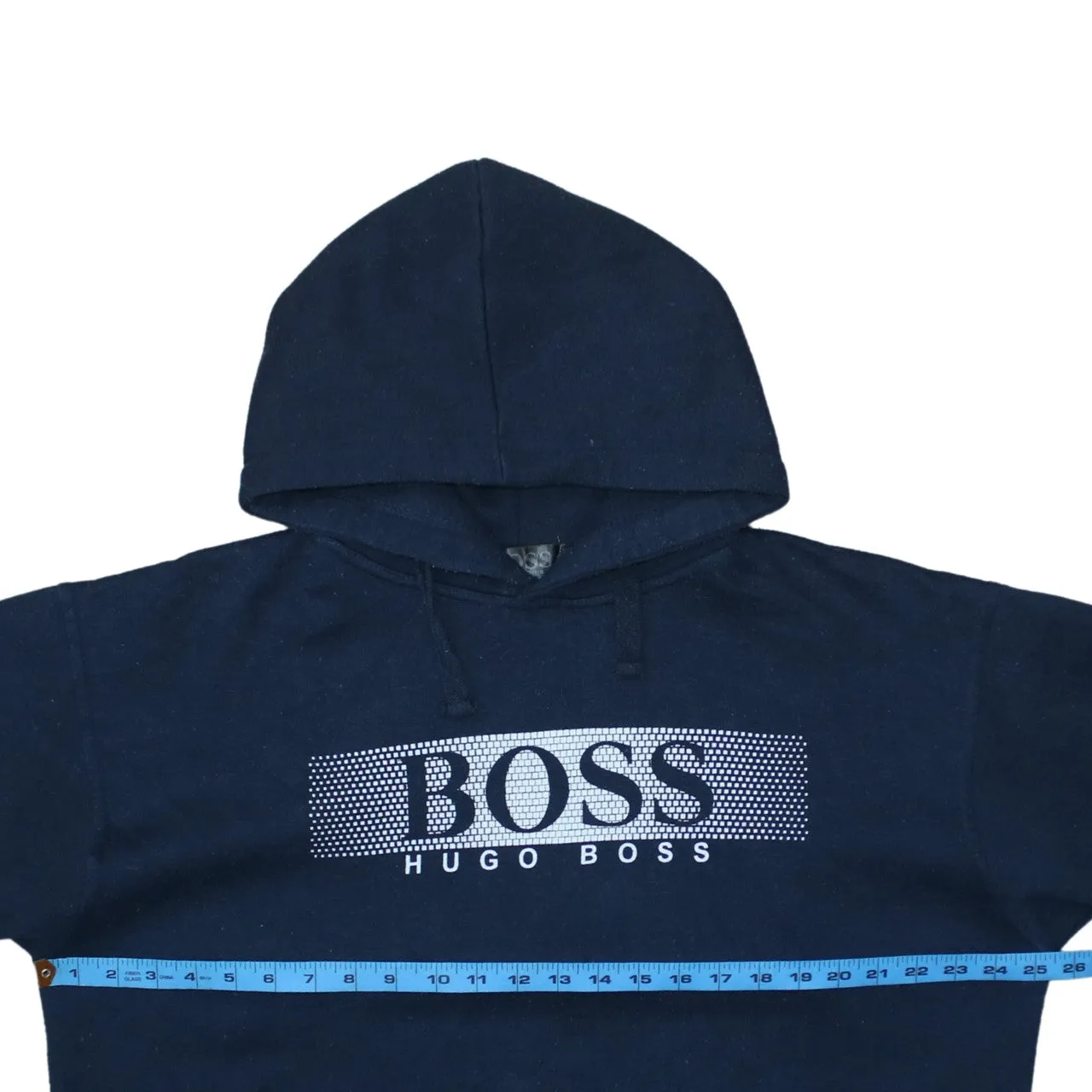 Hugo Boss Navy Blue Hoodie Women's XLarge Printed Chest Logo Drawstring Pullover Sweatshirt sold by Vintage Club product image thumbnail 5