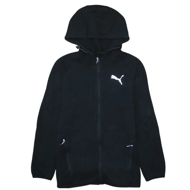 Puma Black Full Zip Hoodie Women’s Small Embroidered Chest Logo Zip Pockets Fleece Jacket sold by Vintage Club