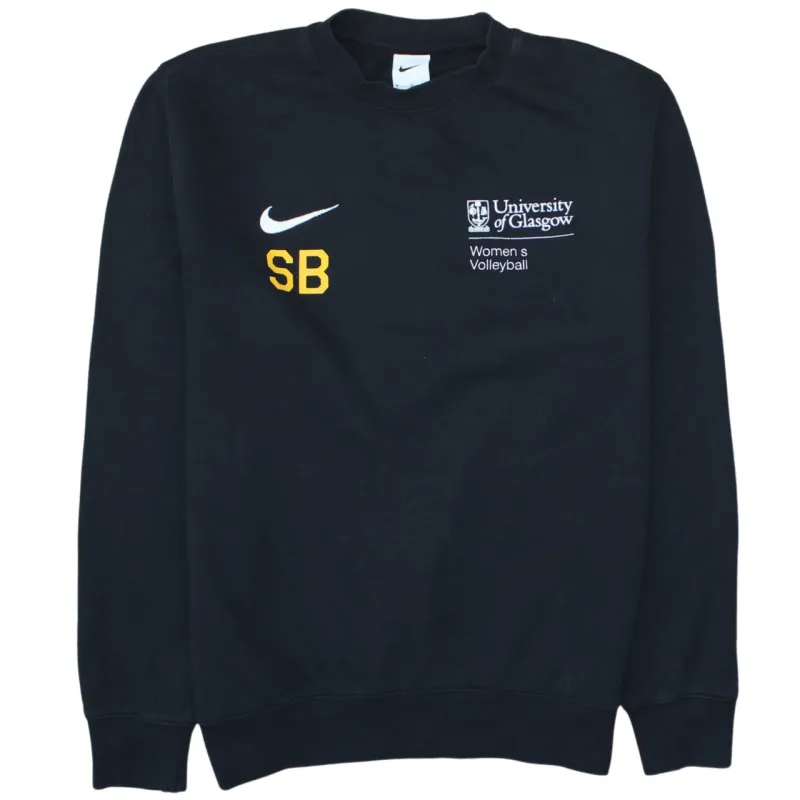 Nike Black Sweatshirt Men's Medium University Of Glasgow Volleyball Embroidered Logo Pullover made by Nike