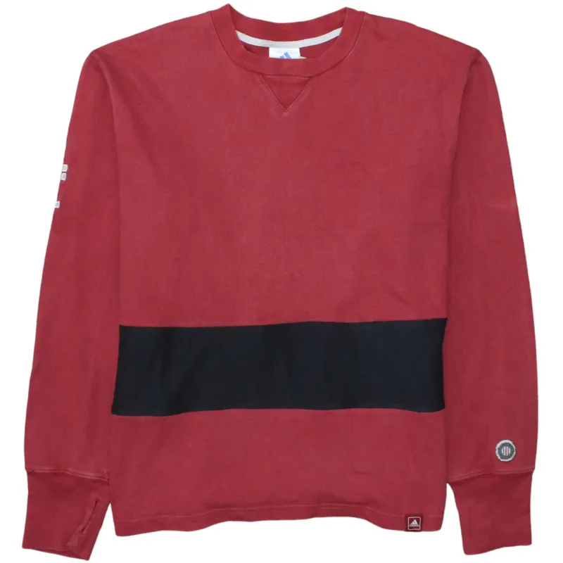 Adidas Burgundy Red Sweatshirt Men's Large Sleeve Logo Black Panel Pullover Top made by Adidas