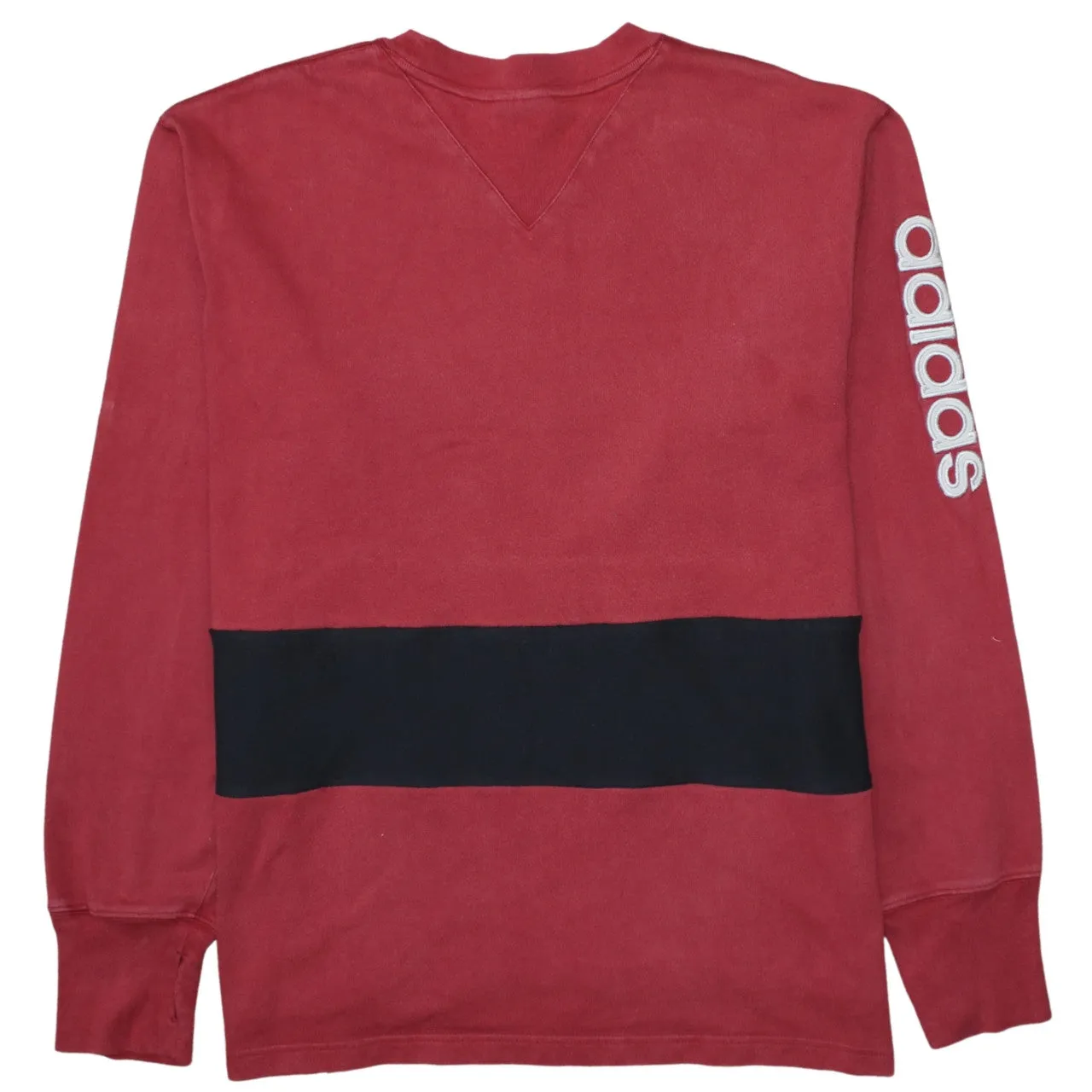 Adidas Burgundy Red Sweatshirt Men's Large Sleeve Logo Black Panel Pullover Top sold by Vintage Club product image thumbnail 2