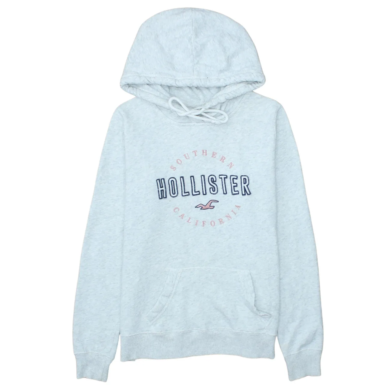 Hollister Light Grey Hoodie Men's Small Embroidered Logo Front Pocket Pullover Sweatshirt sold by Vintage Club