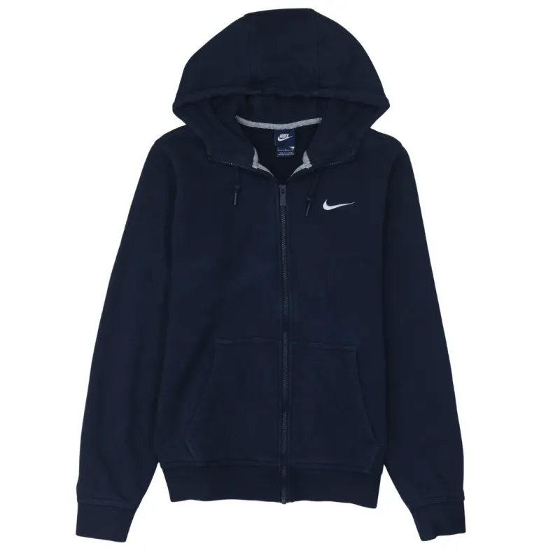 Nike Navy Blue Full Zip Hoodie Men’s Small Embroidered Swoosh Split Pocket Sweatshirt sold by Vintage Club