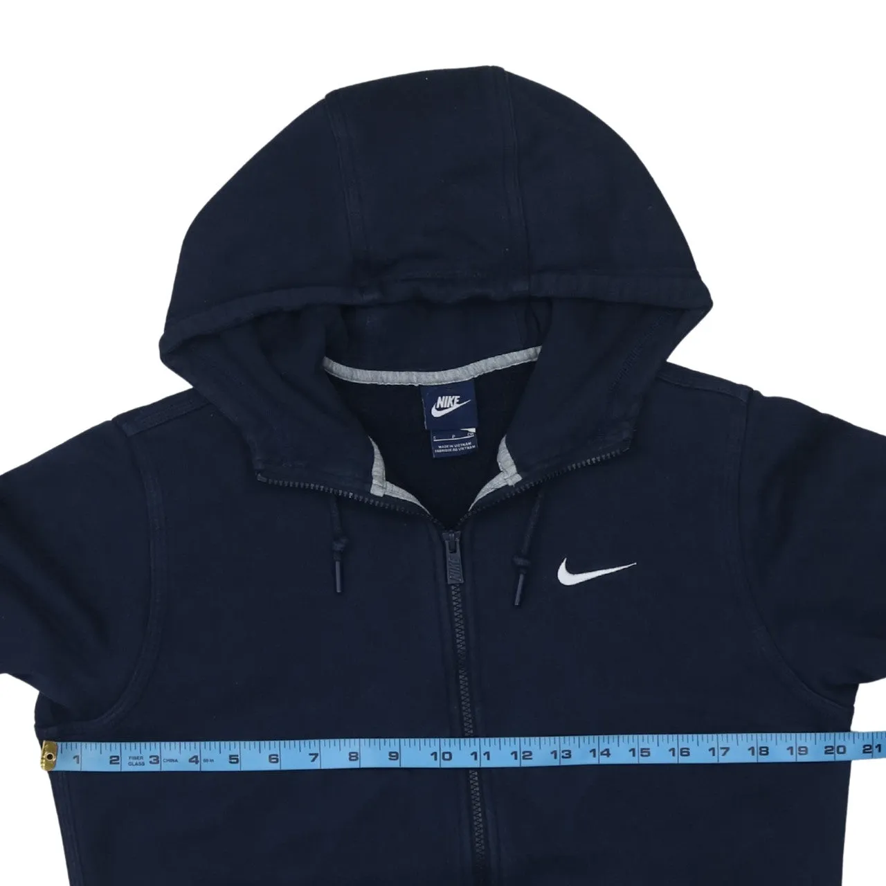 Nike Navy Blue Full Zip Hoodie Men’s Small Embroidered Swoosh Split Pocket Sweatshirt sold by Vintage Club product image thumbnail 5