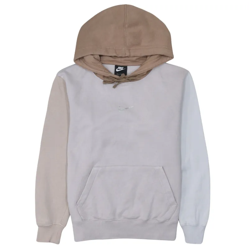 Nike Beige Colour Block Hoodie Men's XSmall Embroidered Swoosh Front Pocket Pullover Sweatshirt sold by Vintage Club