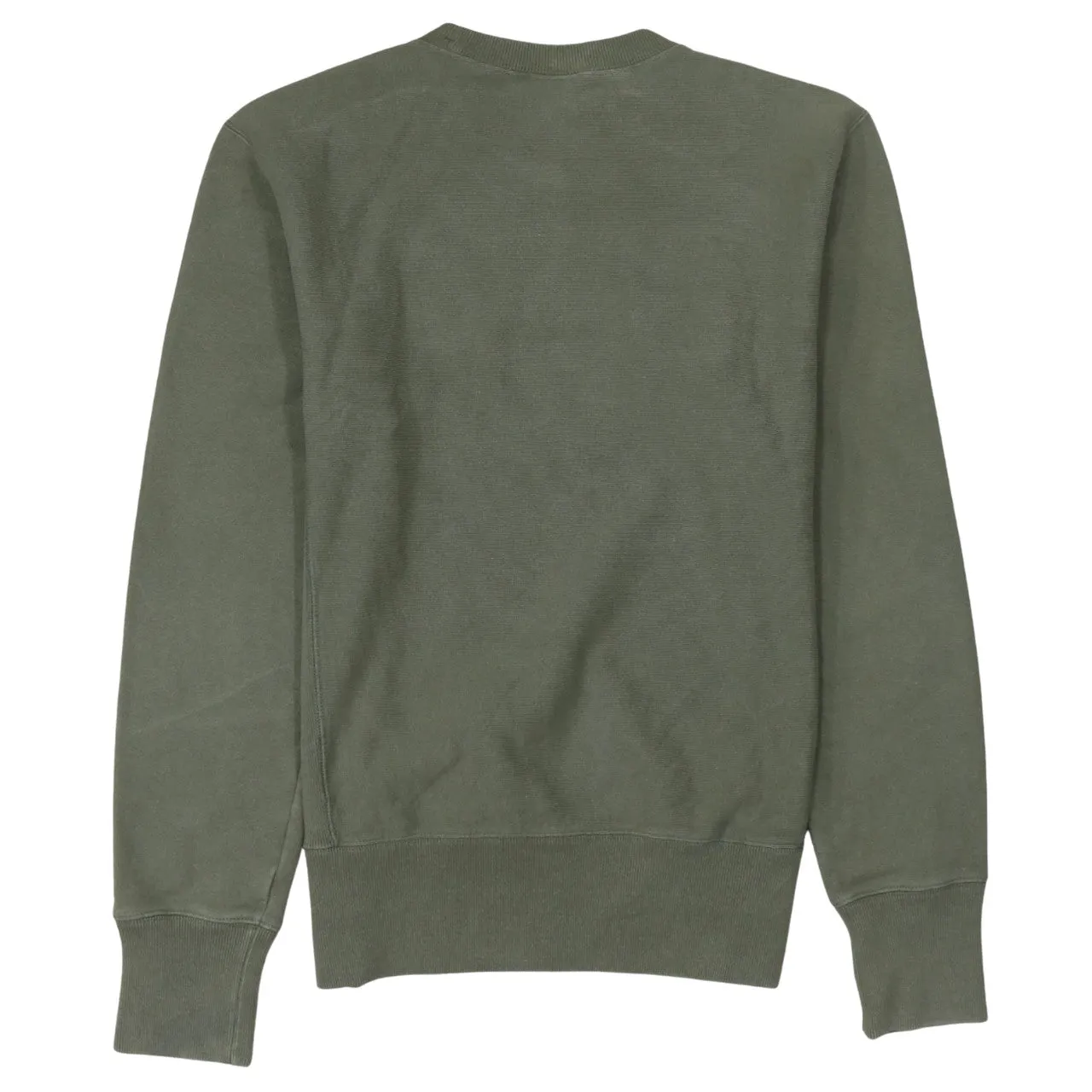 Champion Olive Green Sweatshirt Women’s Medium Embroidered Script Logo Crewneck Pullover Fleece Top sold by Vintage Club product image thumbnail 2