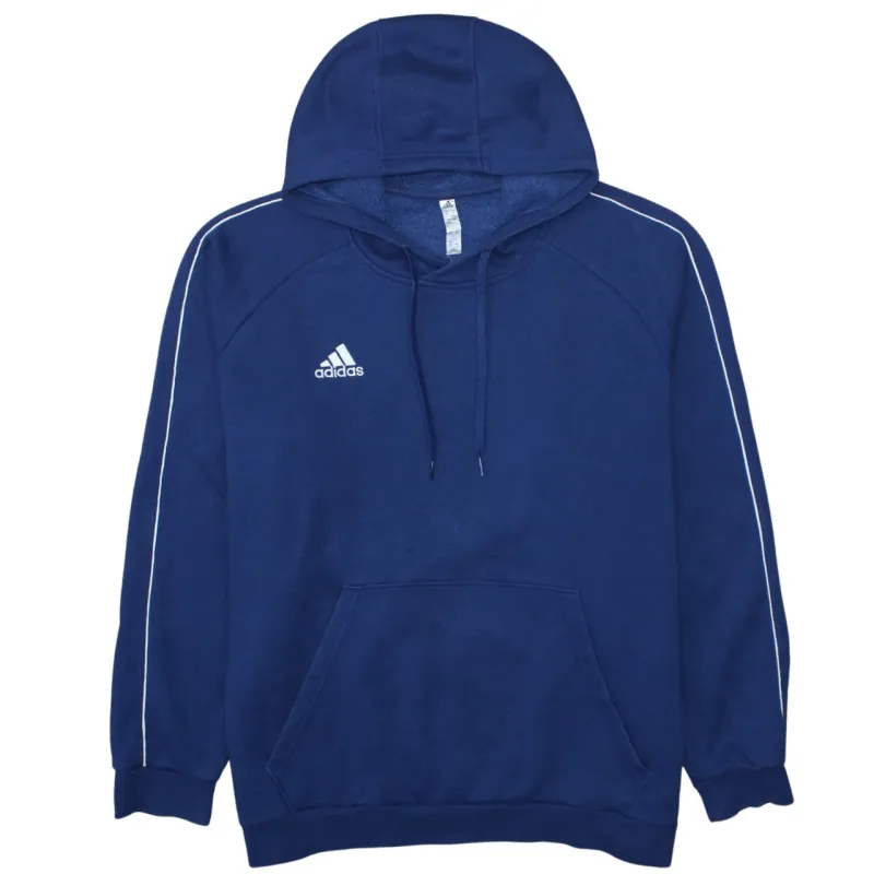 Adidas Navy Blue Hoodie Men's XXLarge Embroidered Logo White Piping Pullover Sweatshirt sold by Vintage Club