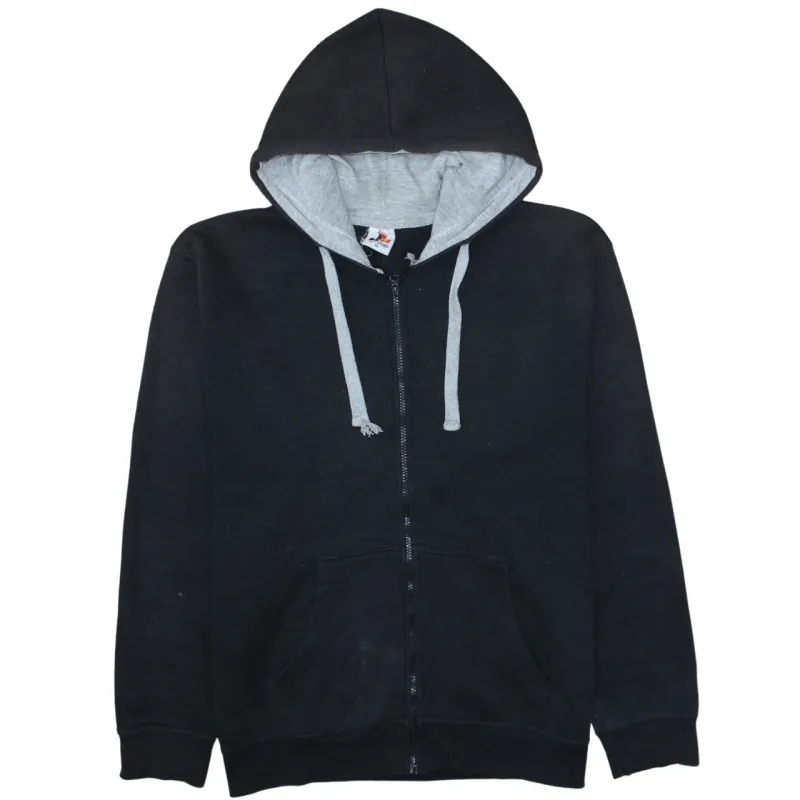 Retro Black Full Zip Hoodie Women’s XLarge Grey Lining Drawstrings Fleece Sweatshirt sold by Vintage Club