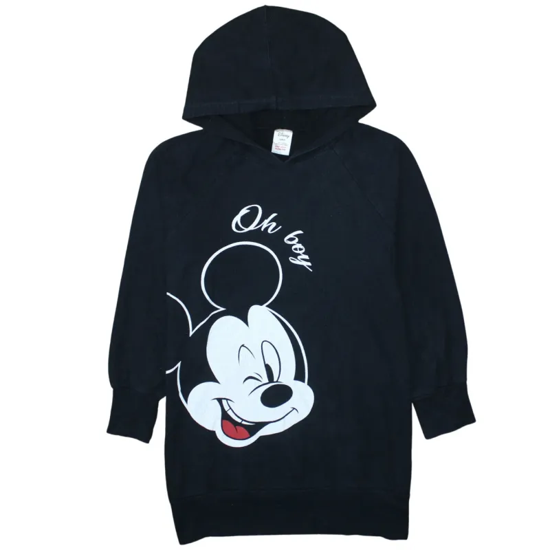 Disney Black Hoodie Women’s Large Mickey Mouse Printed Graphic Longline Sweatshirt made by Disney