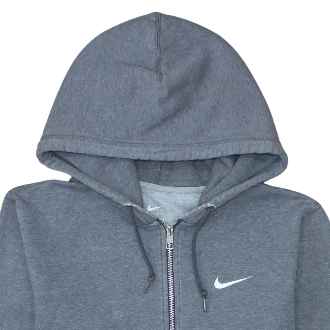 Nike Charcoal Grey Full Zip Hoodie Men's Small Embroidered Swoosh Drawstring Pockets Sweatshirt sold by Vintage Club product image thumbnail 3