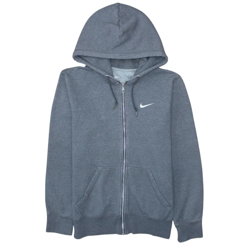 Nike Charcoal Grey Full Zip Hoodie Men's Small Embroidered Swoosh Drawstring Pockets Sweatshirt made by Nike