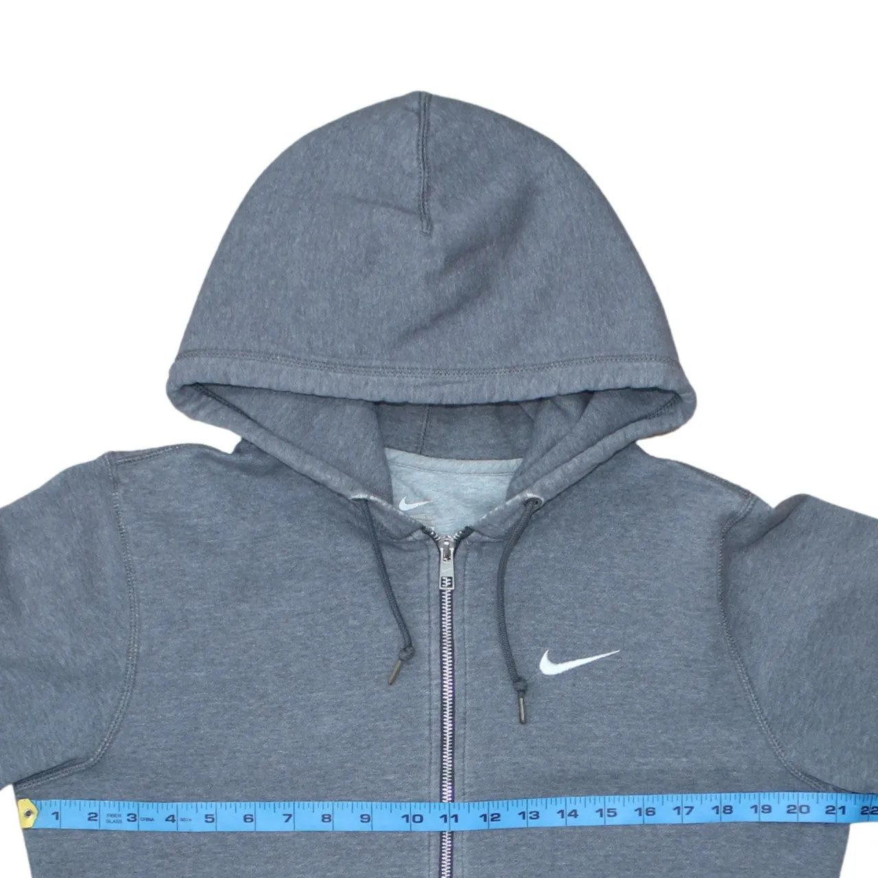 Nike Charcoal Grey Full Zip Hoodie Men's Small Embroidered Swoosh Drawstring Pockets Sweatshirt sold by Vintage Club product image thumbnail 5