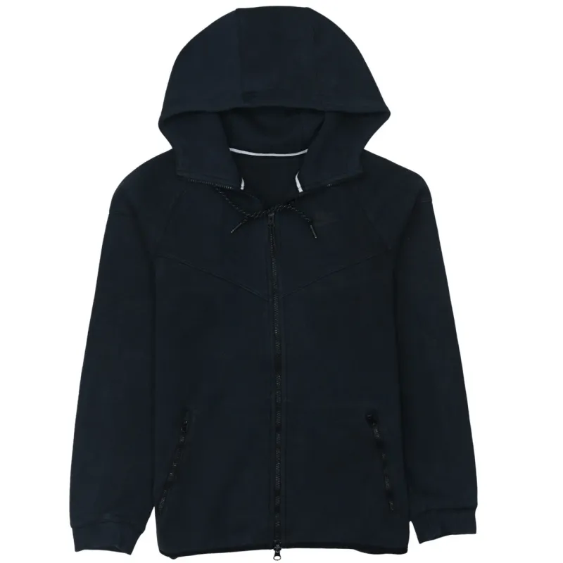 Nike Black Full Zip Hoodie Men's Small Embroidered Chest Logo Zip Pockets Sweatshirt sold by Vintage Club