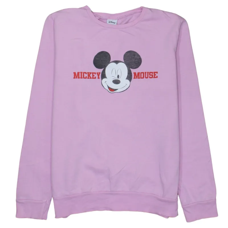 Disney Pink Sweatshirt Women's Medium Printed Mickey Mouse Graphic Crewneck Pullover Top sold by Vintage Club