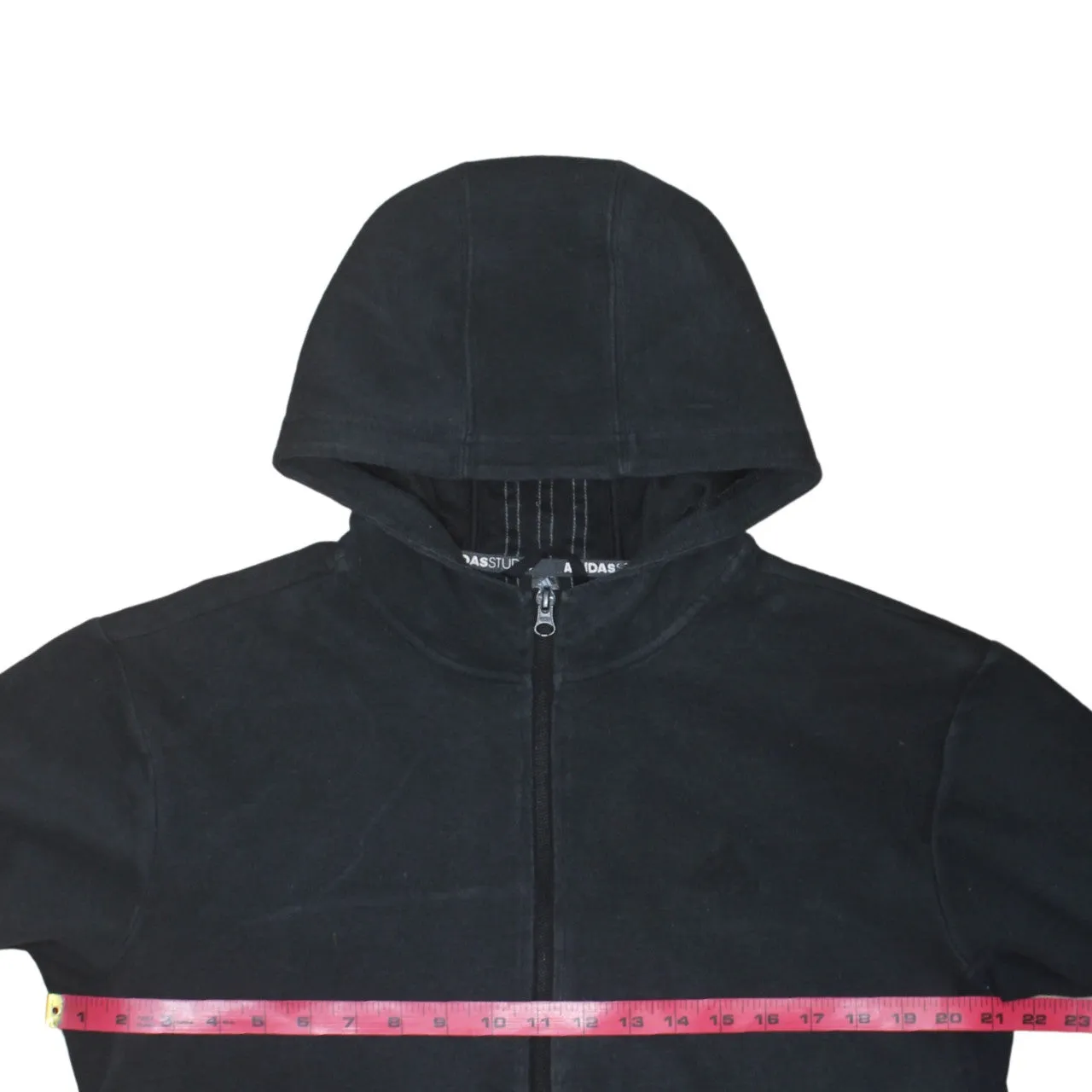 Adidas Black Full Zip Hoodie Women’s Medium Subtle Logo Three Stripe Back Sweatshirt Top sold by Vintage Club product image thumbnail 5