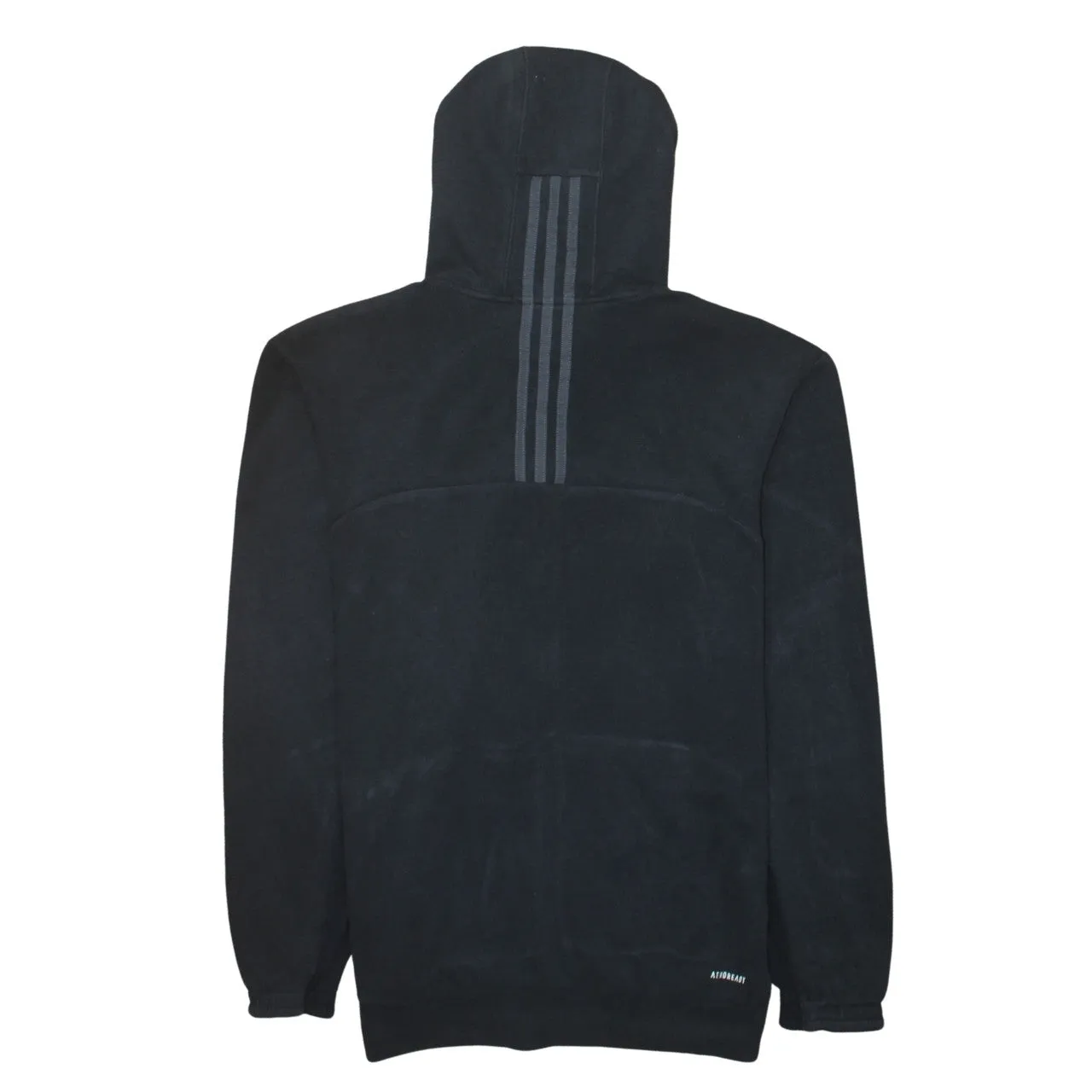 Adidas Black Full Zip Hoodie Women’s Medium Subtle Logo Three Stripe Back Sweatshirt Top sold by Vintage Club product image thumbnail 2
