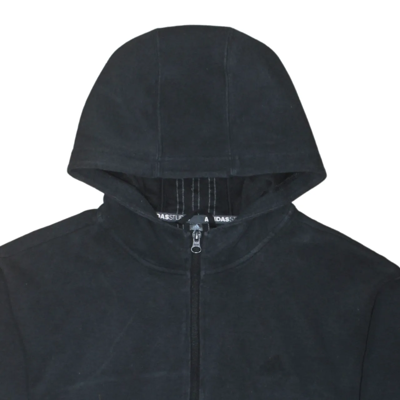 Adidas Black Full Zip Hoodie Women’s Medium Subtle Logo Three Stripe Back Sweatshirt Top sold by Vintage Club product image thumbnail 3