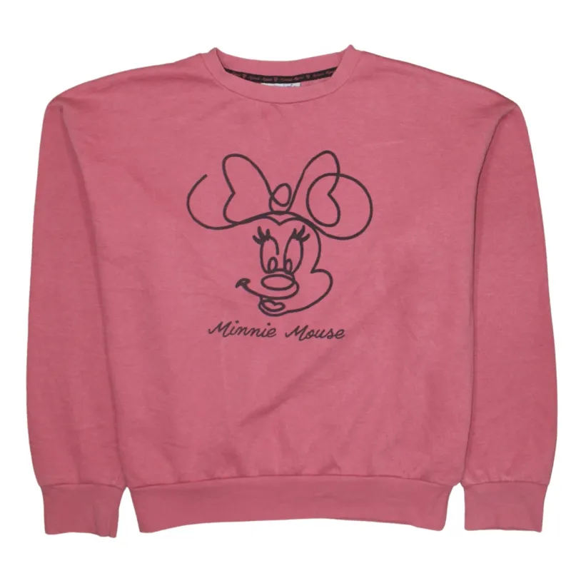 Disney Pink Sweatshirt Women’s Medium Printed Minnie Mouse Graphic Crewneck Pullover Top sold by Vintage Club