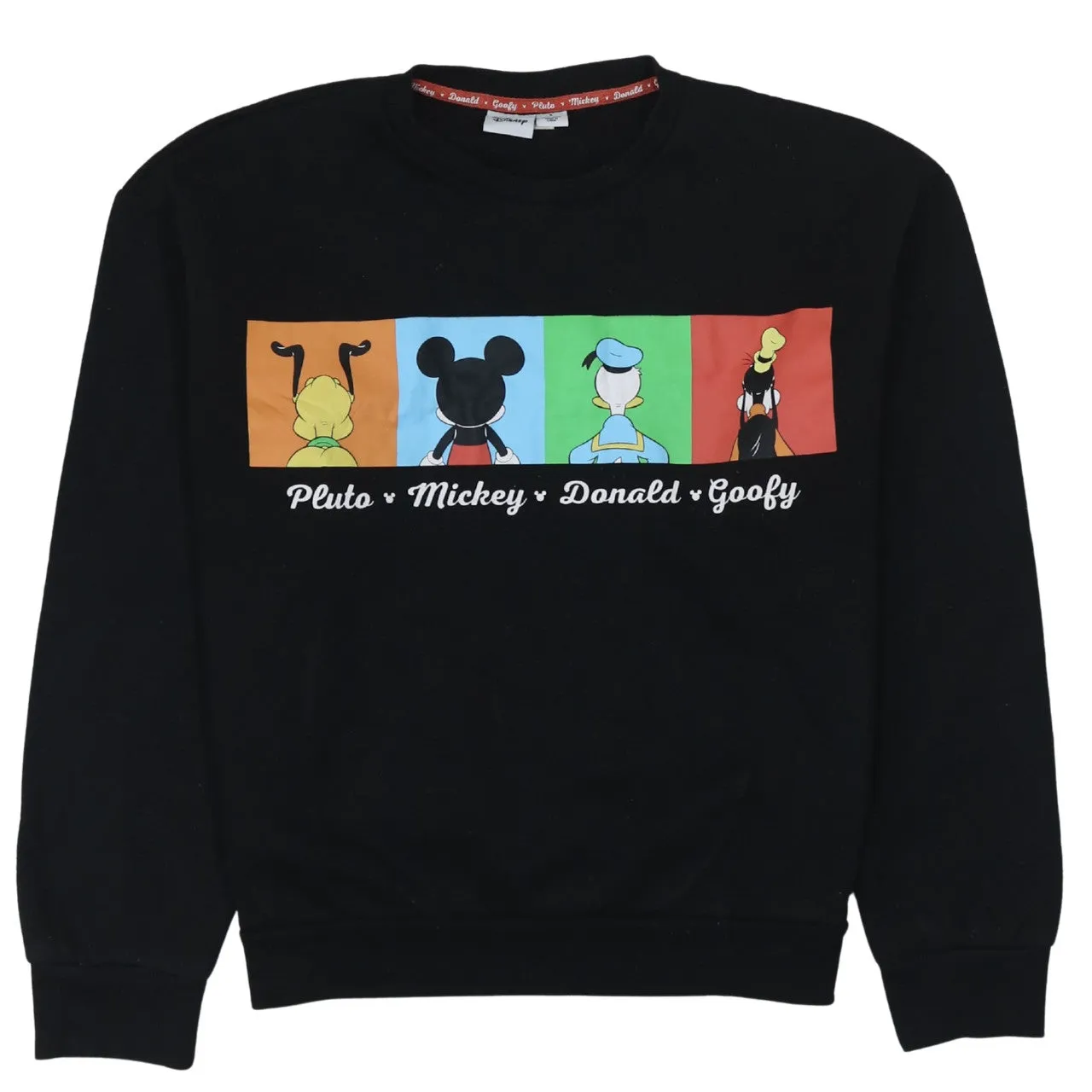 Disney Black Sweatshirt Women's Small Printed Pluto Mickey Donald Goofy Graphic Pullover Top sold by Vintage Club