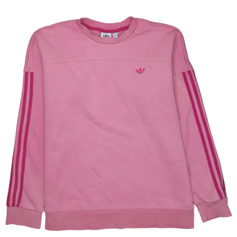 Adidas Pink Sweatshirt Women's Medium Trefoil Embroidered Logo Three Stripe Sleeves Pullover sold by Vintage Club