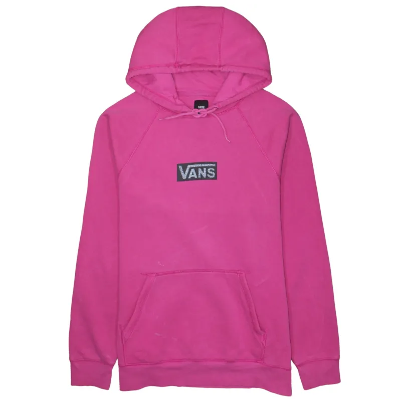 Vans Bright Pink Hoodie Men's Large Printed Box Logo Front Pouch Fleece Pullover Sweatshirt sold by Vintage Club