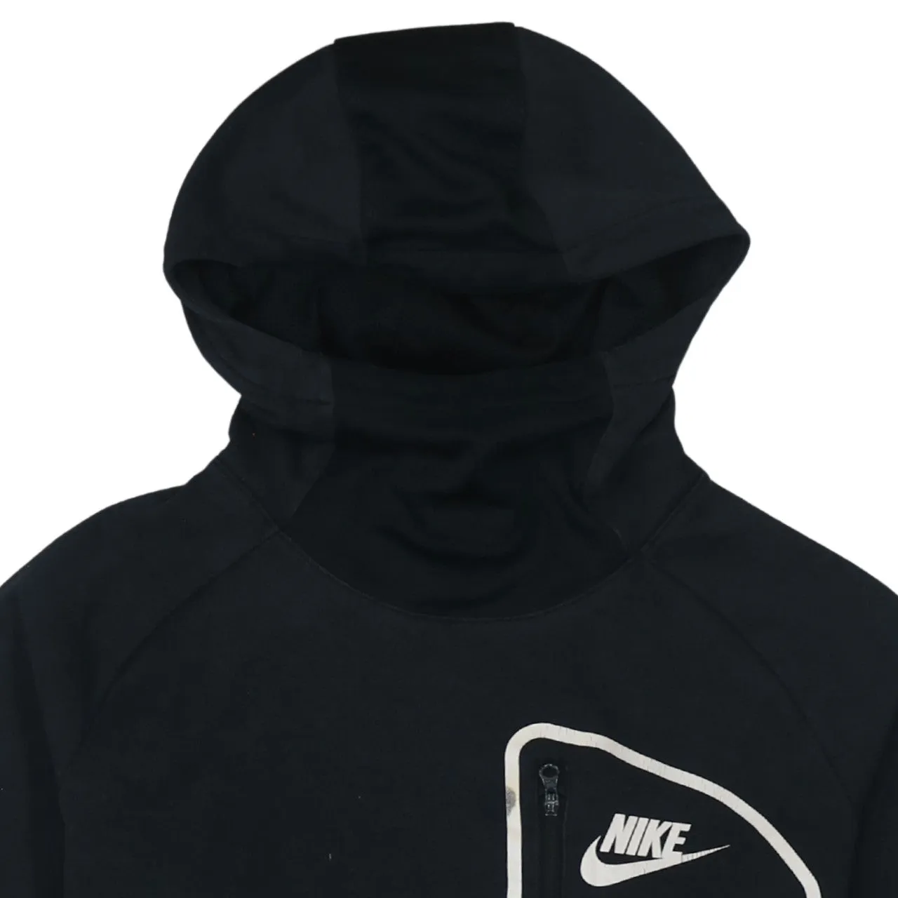 Nike Black Hoodie Women’s Medium Printed Chest Logo Zip Pocket Pullover Sweatshirt sold by Vintage Club product image thumbnail 3