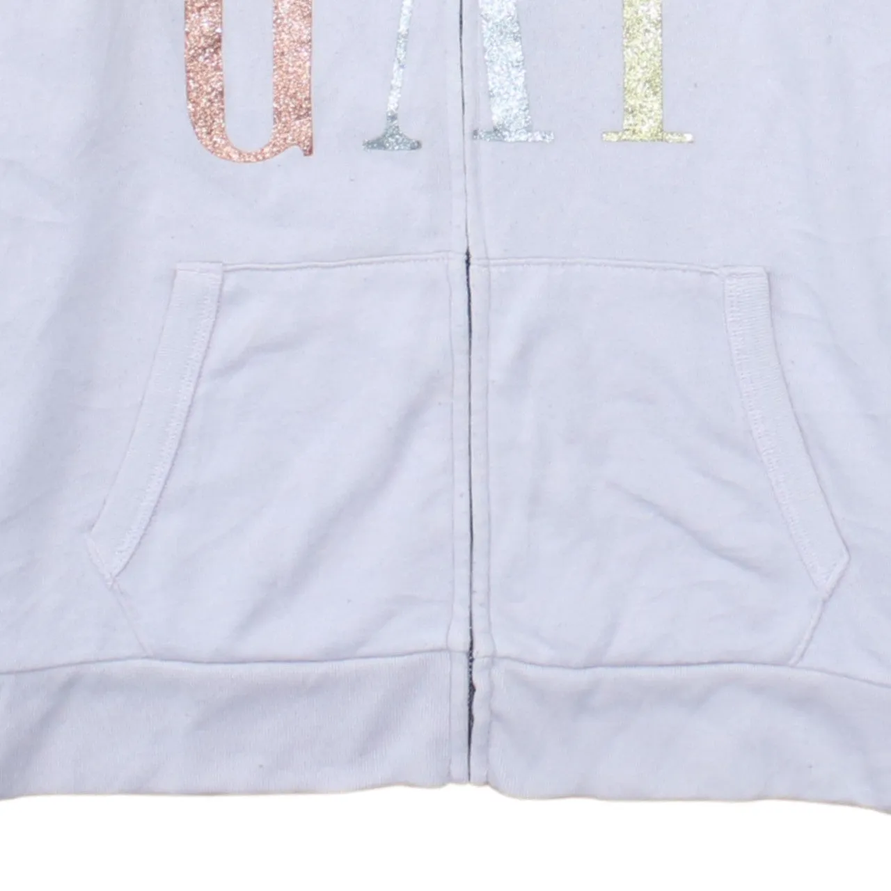 Gap Light Pink Hoodie Women’s Medium Zip Front Glitter Printed Logo Sweatshirt sold by Vintage Club product image thumbnail 4