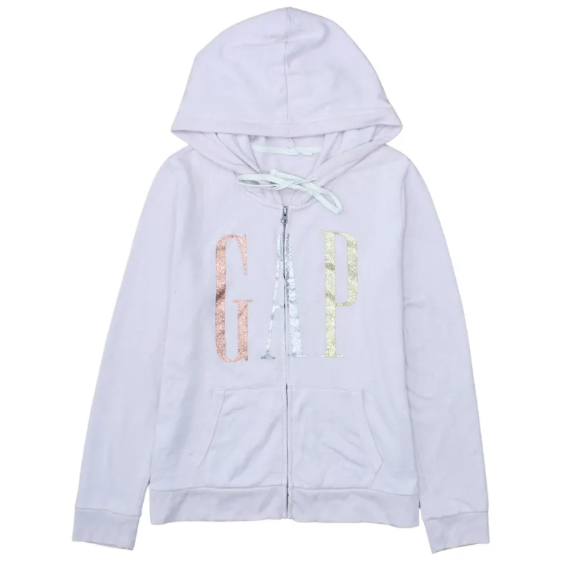 Gap Light Pink Hoodie Women’s Medium Zip Front Glitter Printed Logo Sweatshirt sold by Vintage Club