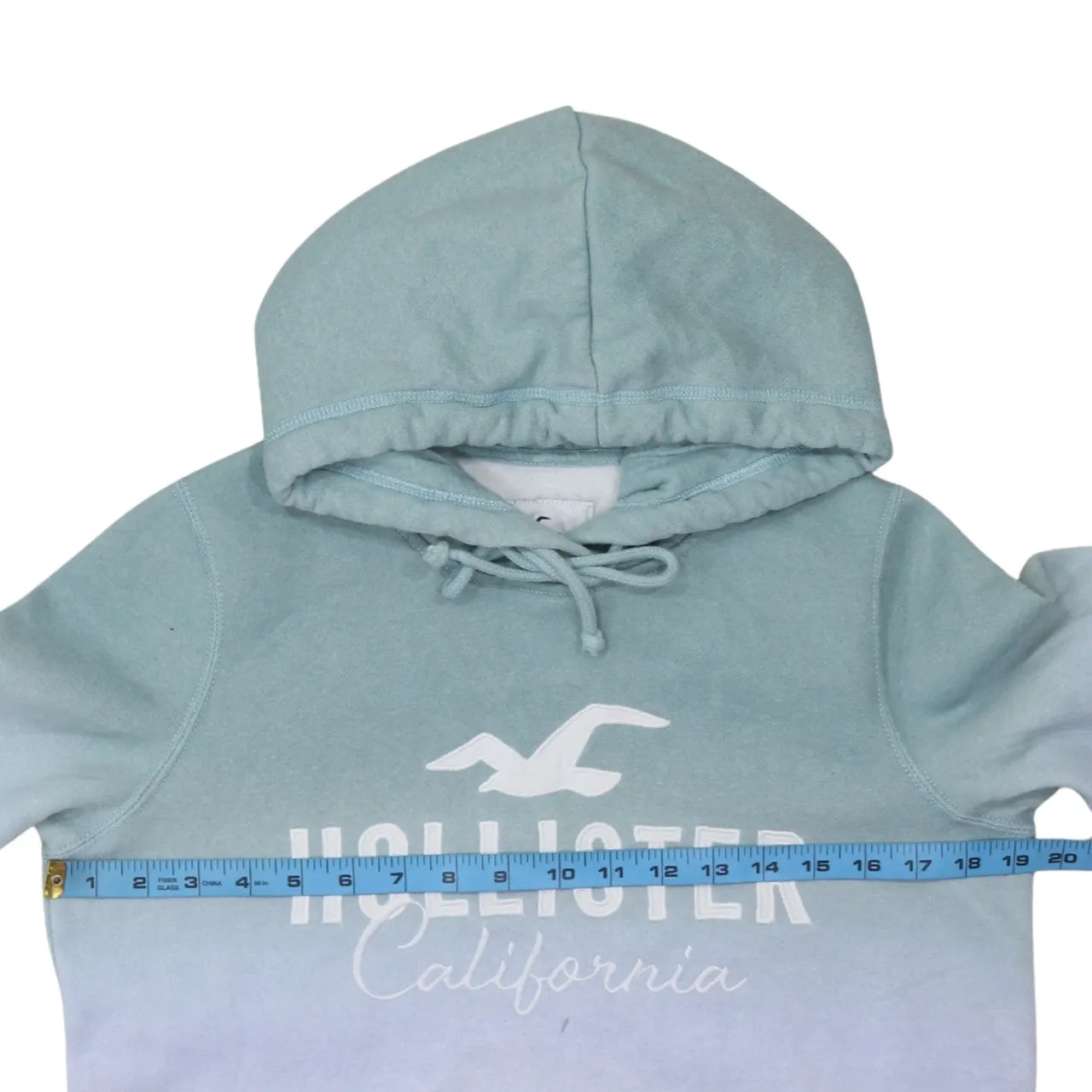 Hollister Blue Ombre Hoodie Women’s Medium Printed Logo Front Pocket Pullover Sweatshirt sold by Vintage Club product image thumbnail 5