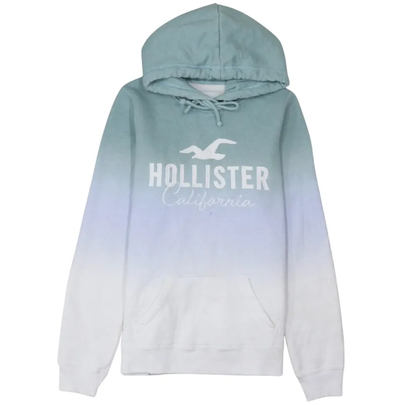 Hollister Blue Ombre Hoodie Women’s Medium Printed Logo Front Pocket Pullover Sweatshirt sold by Vintage Club