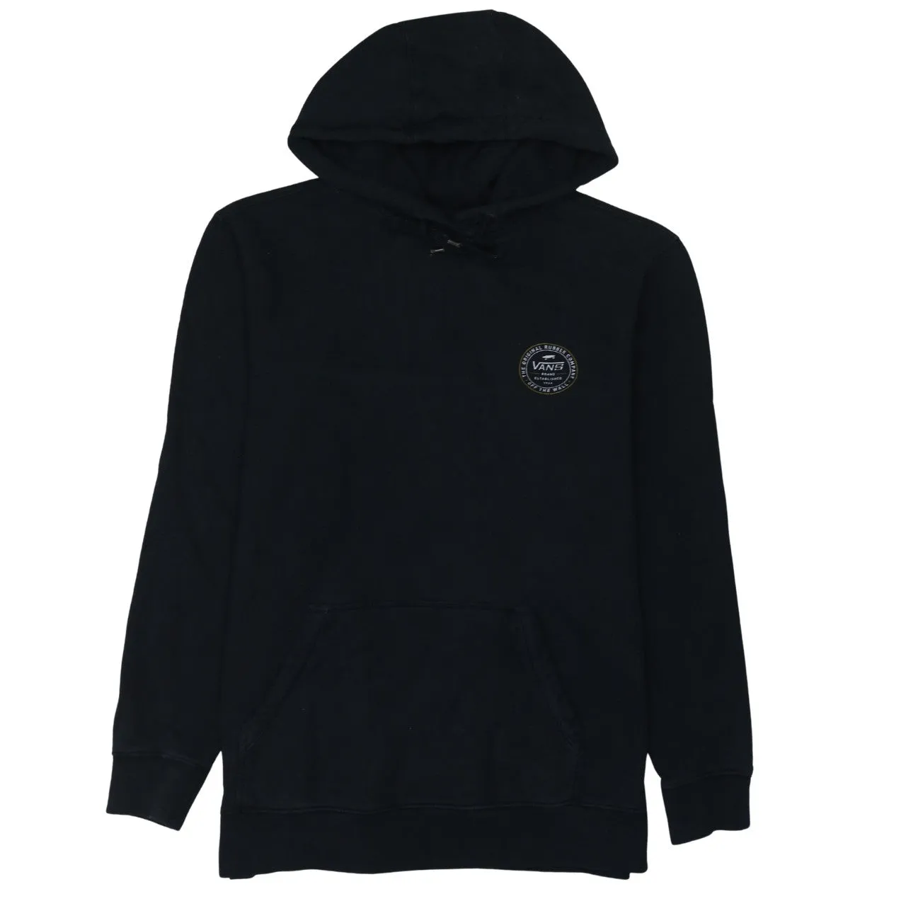 Vans Black Hoodie Women’s Medium Printed Back Logo Front Pocket Pullover Sweatshirt sold by Vintage Club