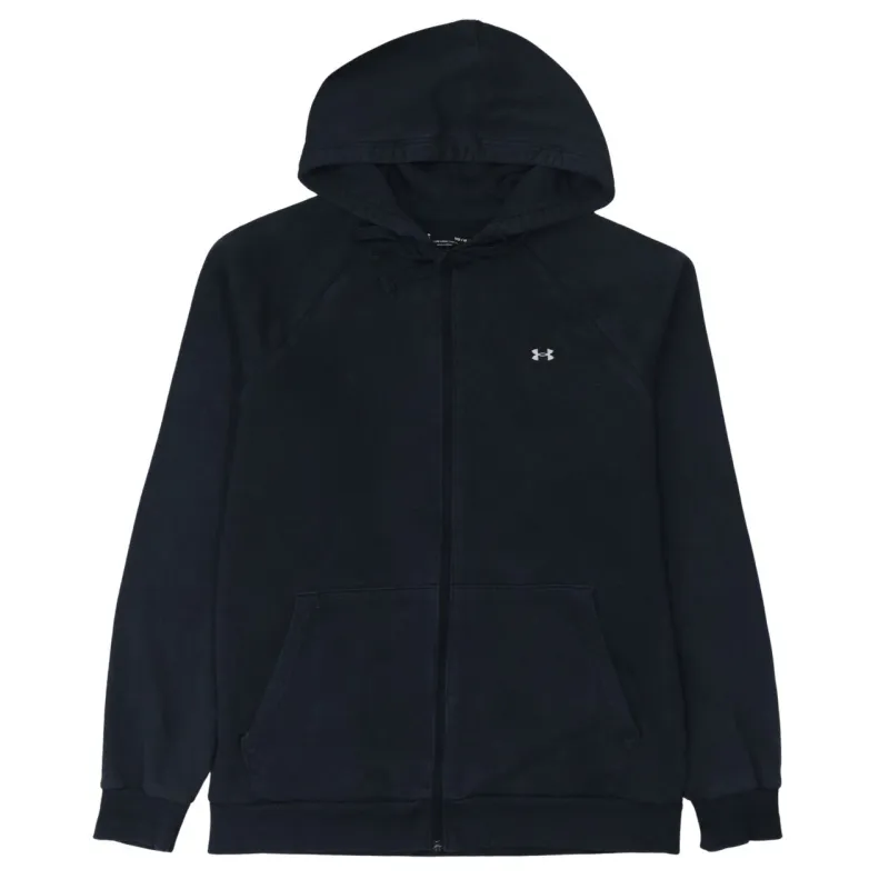Under Armour Black Full Zip Hoodie Men's Medium Embroidered Chest Logo Split Pocket Sweatshirt made by Under Armour