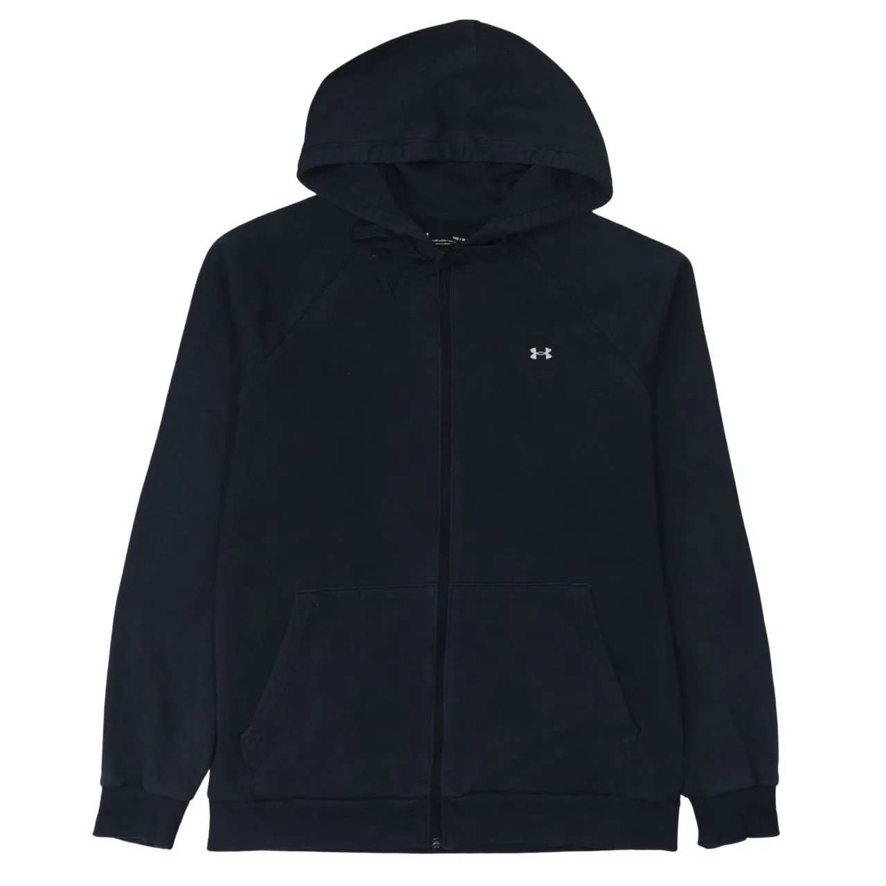 Under Armour Black Full Zip Hoodie Men's Medium Embroidered Chest Logo Split Pocket Sweatshirt sold by Vintage Club