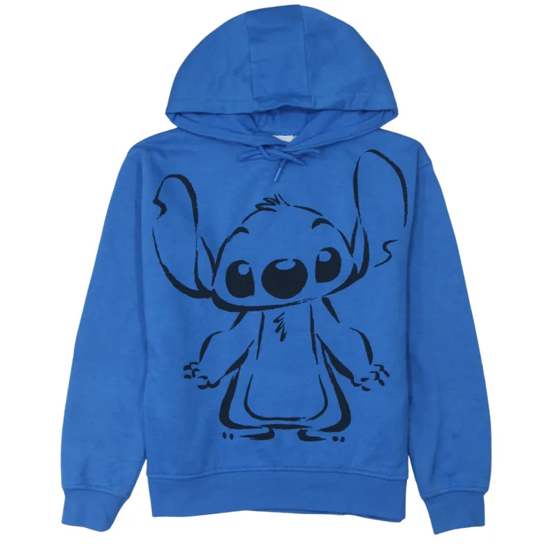 Disney Blue Hoodie Women’s XSmall Printed Stitch Graphic Pullover Fleece Top Sweatshirt made by Disney