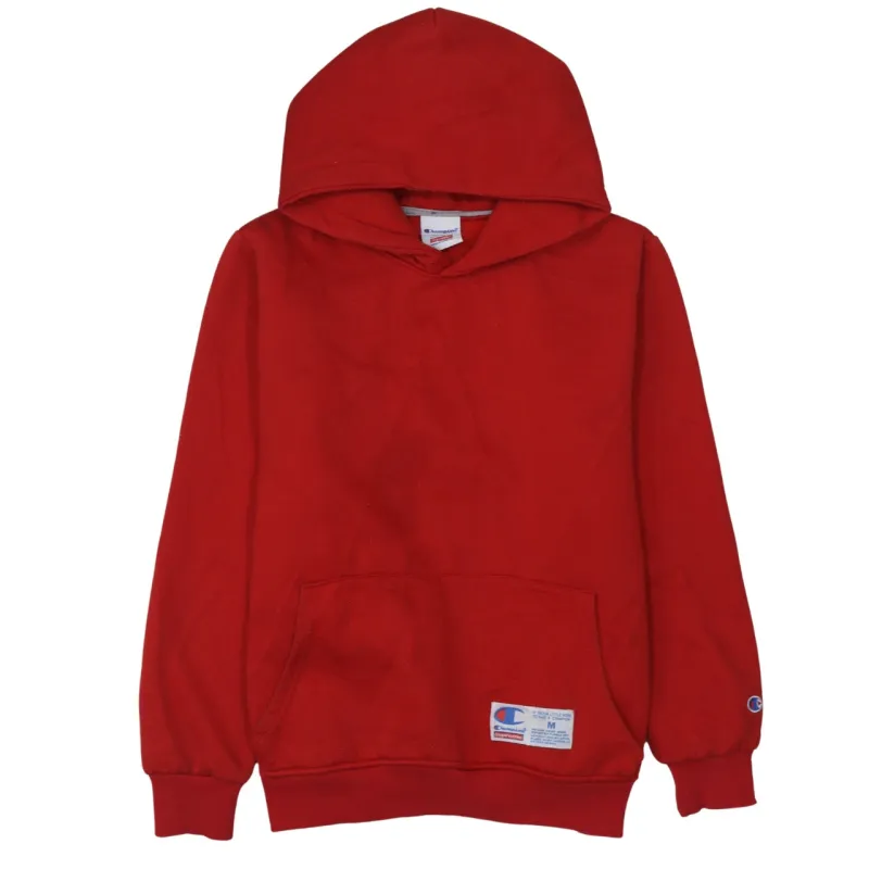 Champion Red Hoodie Women’s Medium Big Script Back Printed Logo Pullover Sweatshirt sold by Vintage Club