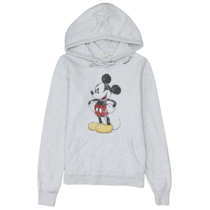 Disney Light Grey Hoodie Women’s Small Printed Mickey Mouse Graphic Pullover Sweatshirt sold by Vintage Club
