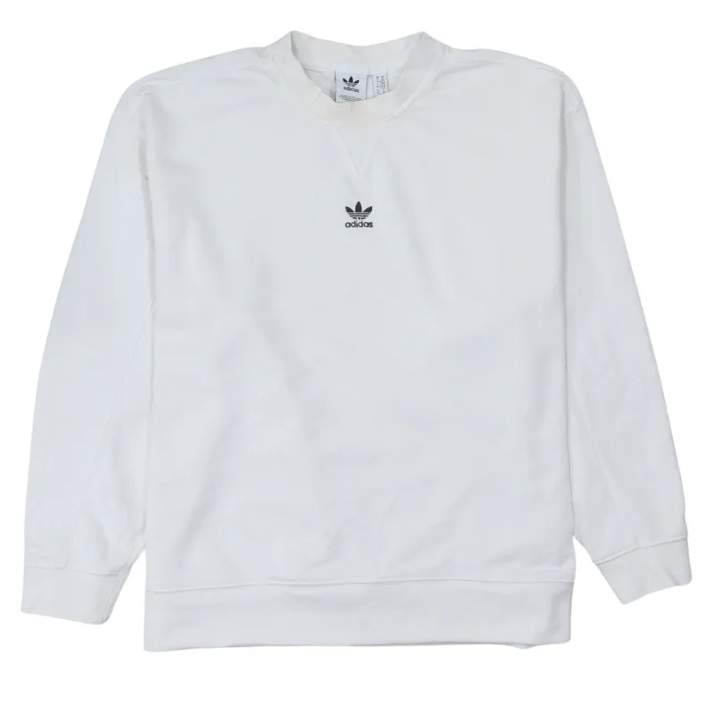 Adidas White Sweatshirt Women's XSmall Embroidered Trefoil Logo Crewneck Pullover Top sold by Vintage Club
