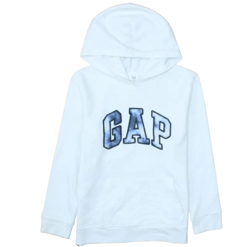 Gap White Hoodie Women’s Large Embroidered Logo Front Pouch Pocket Pullover Sweatshirt sold by Vintage Club