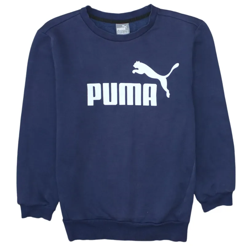Puma Navy Blue Sweatshirt Men's XSmall Printed Big Logo Crewneck Pullover Top sold by Vintage Club