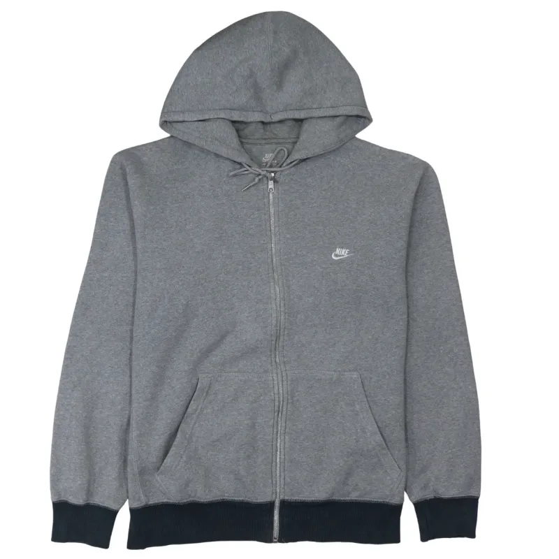 Nike Grey Full Zip Hoodie Men's XLarge Embroidered Swoosh Split Hem Pouch Pockets Sweatshirt sold by Vintage Club